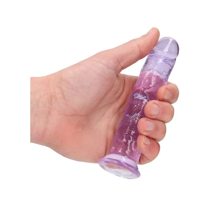 Dildo Realist Crystal Clear cu Ventuza, TPE, Mov, 14.5 cm, #5, Erotic24.ro