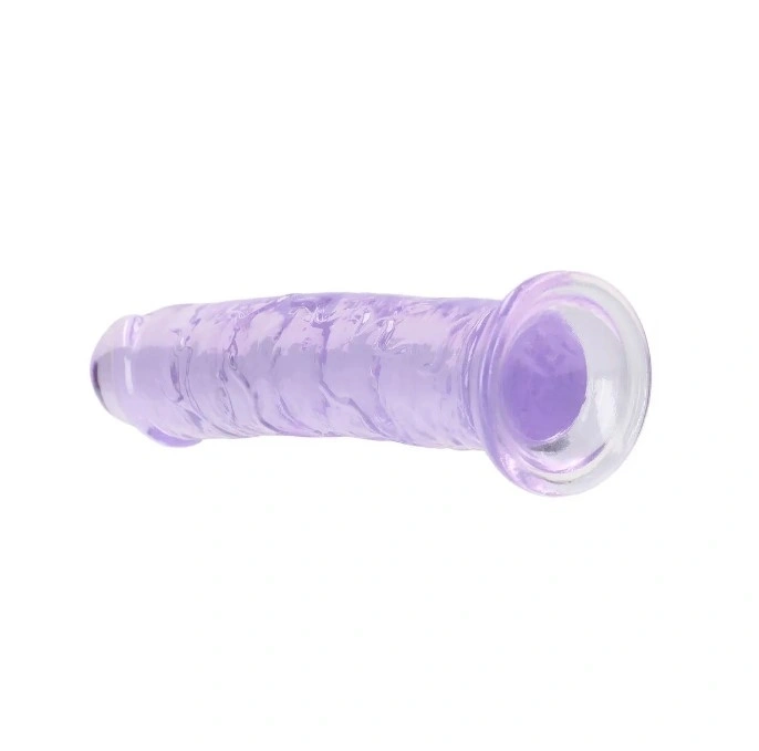 Dildo Realist Crystal Clear cu Ventuza, TPE, Mov, 14.5 cm, #3, Erotic24.ro