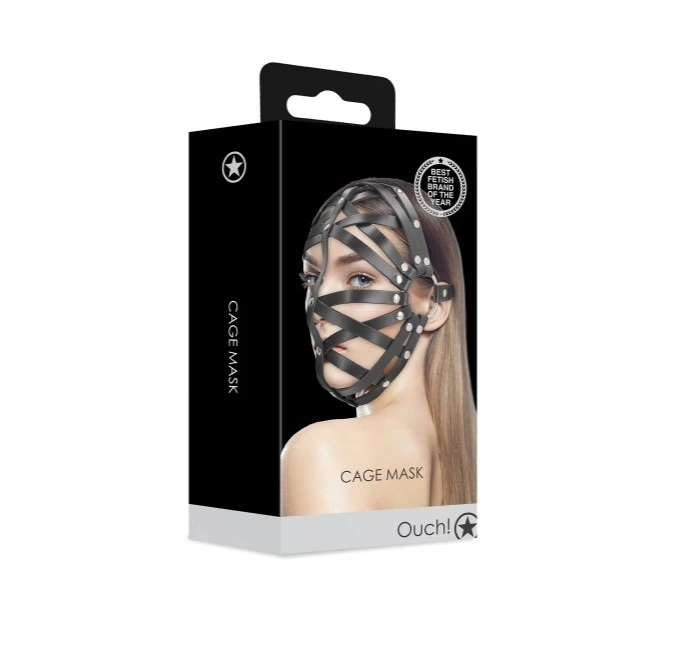 Masca de Fata Fetish Cage Mask, Pu Leather, Negru, #5, Erotic24.ro