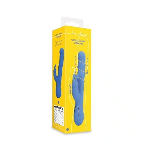 Vibrator Wiggle Rabbit 13 Moduri Stimulatoare, Silicon, USB, Albastru, 24.4 cm, Nr. 8, Erotic24.ro