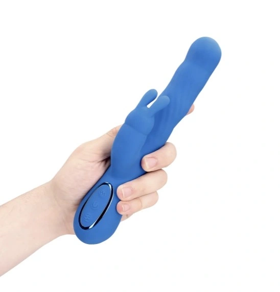 Vibrator Wiggle Rabbit 13 Moduri Stimulatoare, Silicon, USB, Albastru, 24.4 cm, Nr. 6, Erotic24.ro