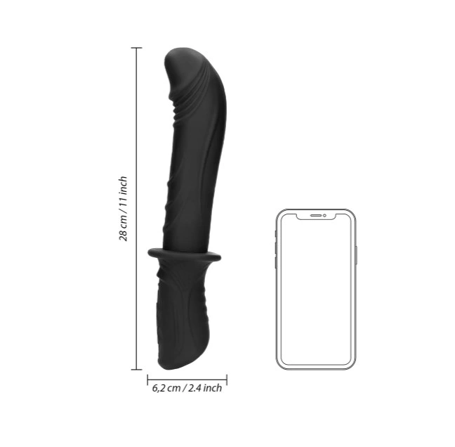 Vibrator Realist Hand Held, 10 Moduri Vibratii, Silicon Lichid, Negru, USB, #6, Erotic24.ro