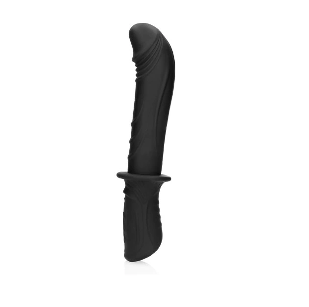 Vibrator Realist Hand Held, 10 Moduri Vibratii, Silicon Lichid, Negru, USB, #3, Erotic24.ro