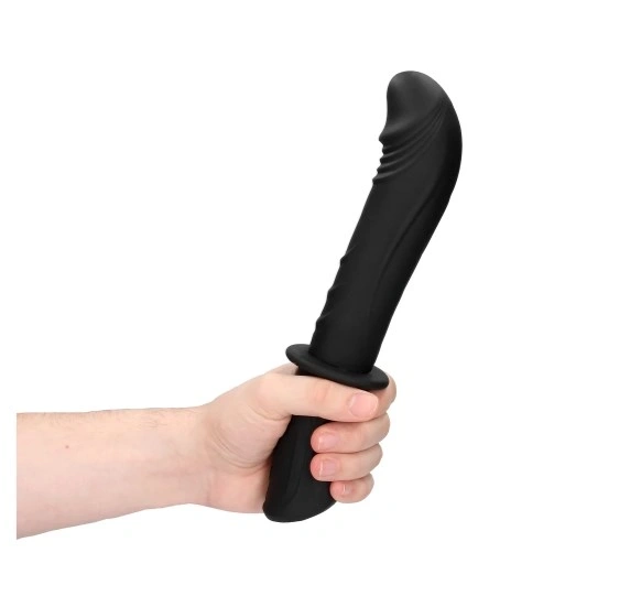 Vibrator Realist Hand Held, 10 Moduri Vibratii, Silicon Lichid, Negru, USB, #5, Erotic24.ro