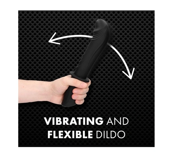 Vibrator Realist Hand Held, 10 Moduri Vibratii, Silicon Lichid, Negru, USB, #7, Erotic24.ro