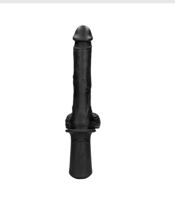 Vibrator Realist Hand Held, Vibrating&Thrusting, Silicon Lichid, Negru, USB, Nr. 3, Erotic24.ro