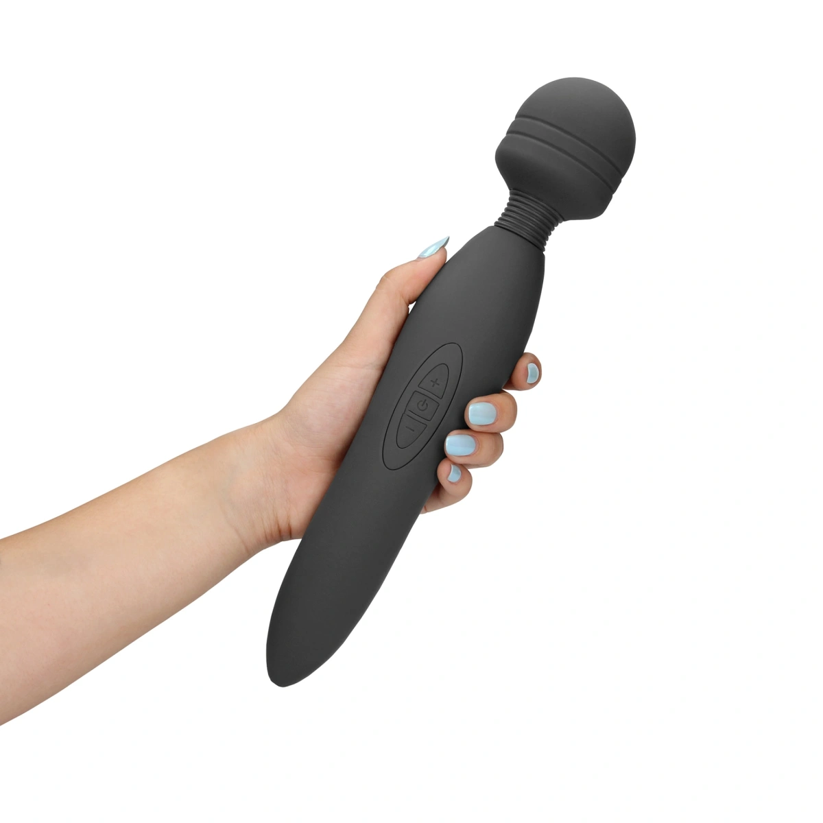 Vibrator Masaj Powerful Wand, 20 Moduri Vibratii, Silicon, USB, Gri, 30.5 cm, Nr. 6, Erotic24.ro