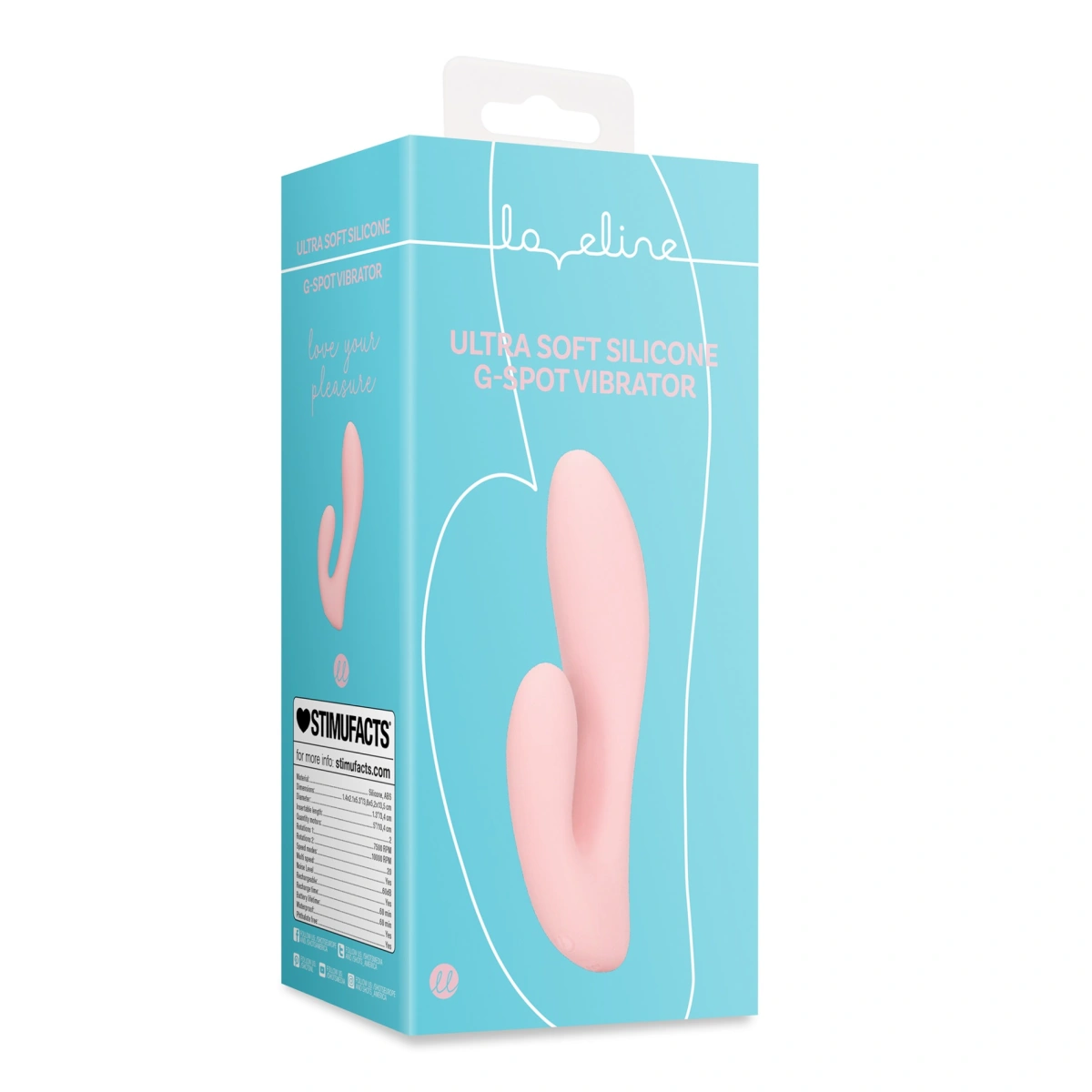 Vibrator Punctul G Loveline, 20 Moduri Vibratii, Ultra Soft Silicone, USB, Roz, 13.5 cm, #2, Erotic24.ro