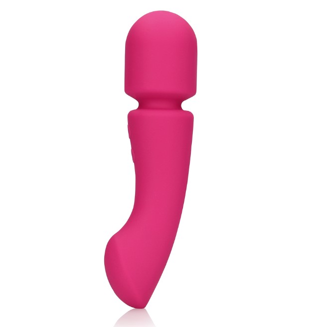 Vibrator Double-Sided Wand, 20 Moduri Vibratii, Silicon, USB, Roz, 16.5 cm, #2, Erotic24.ro