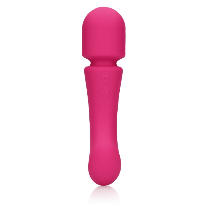 Vibrator Double-Sided Wand, 20 Moduri Vibratii, Silicon, USB, Roz, 16.5 cm, #3, Erotic24.ro