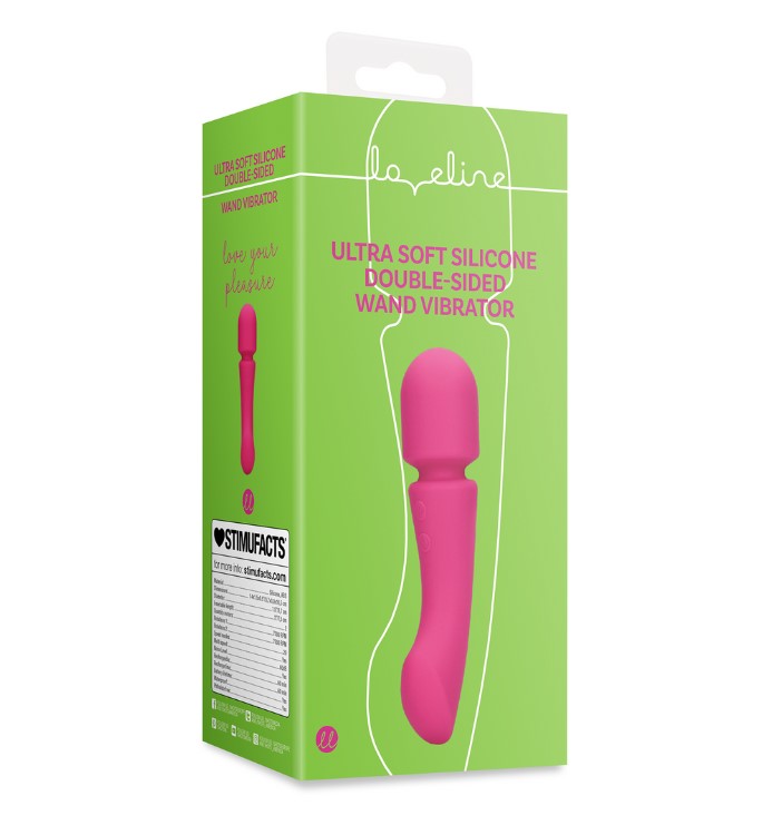 Vibrator Double-Sided Wand, 20 Moduri Vibratii, Silicon, USB, Roz, 16.5 cm, #4, Erotic24.ro