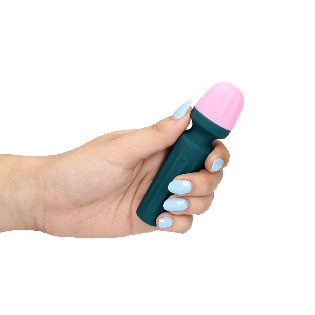 Vibrator Masaj Mini Wand Ancient Sea, 7 Moduri Vibratii, Silicon, USB, Verde, 11 cm, Nr. 4, Erotic24.ro