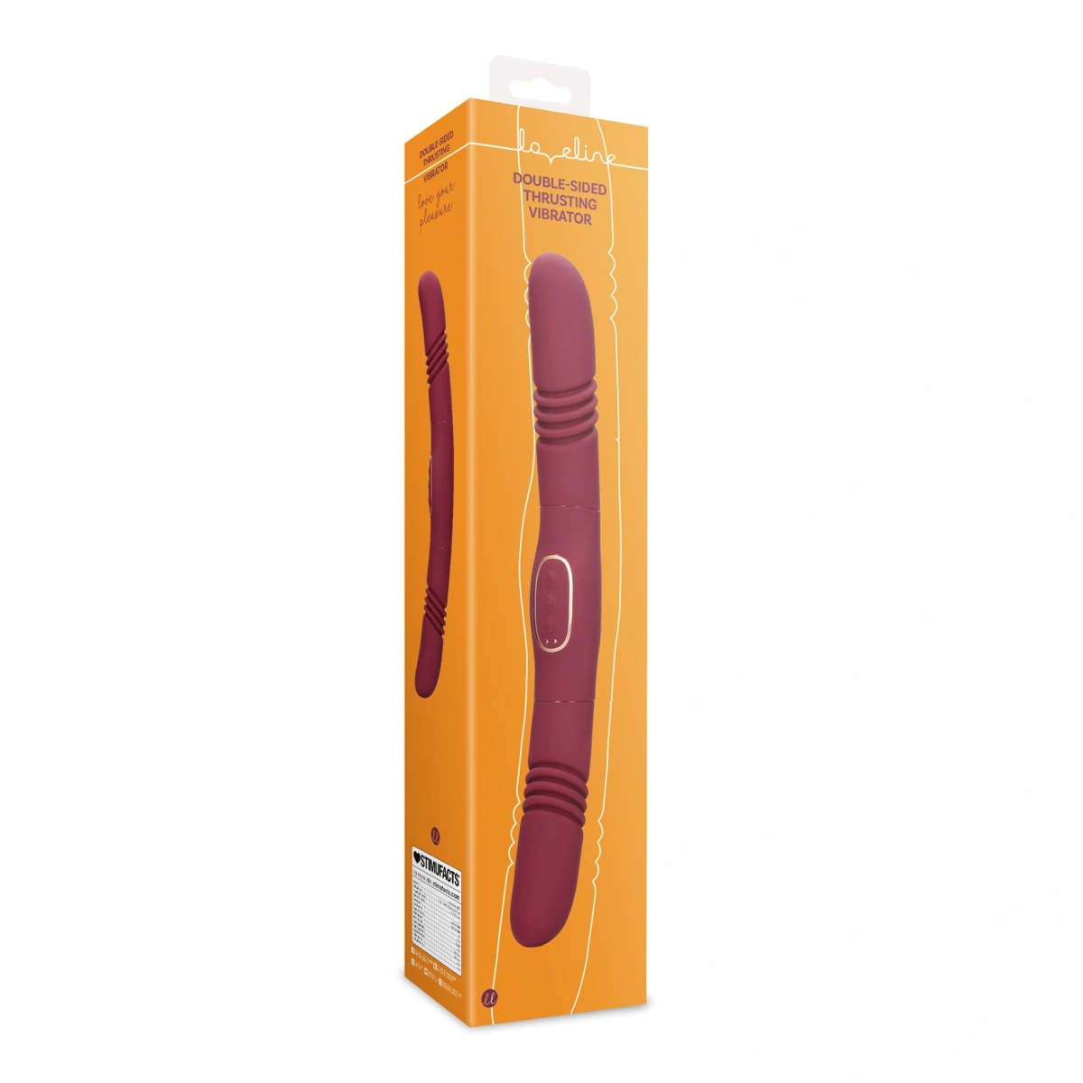 Vibrator Dublu Loveline Thrusting&Vibrating, 30 Moduri Vibratii, Silicon, USB, Rosu, 33 cm, #8, Erotic24.ro