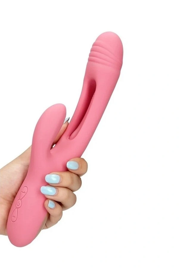 Vibrator Iepuras Flapping G-Spot Rabbit, 21 Moduri Stimulatoare, Silicon, USB, Roz, 24.8 cm, Nr. 5, Erotic24.ro