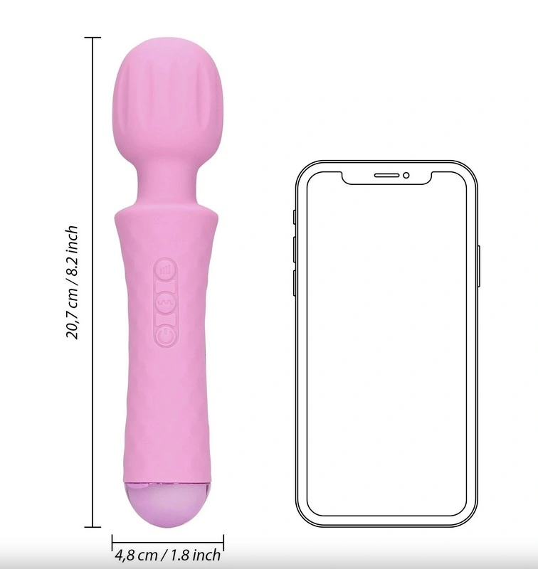 Vibrator Masaj Small Wand Vibrator, 20 Moduri Vibratii, 8 Intensitati, Silicon, USB, Roz, 20.7 cm, #5, Erotic24.ro