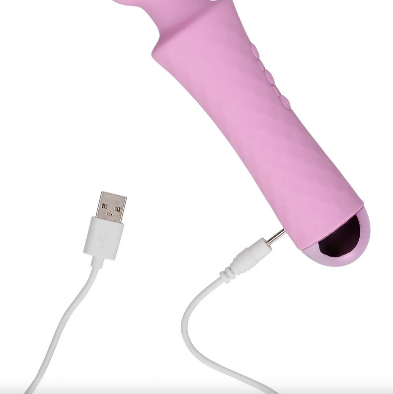 Vibrator Masaj Small Wand Vibrator, 20 Moduri Vibratii, 8 Intensitati, Silicon, USB, Roz, 20.7 cm, #4, Erotic24.ro