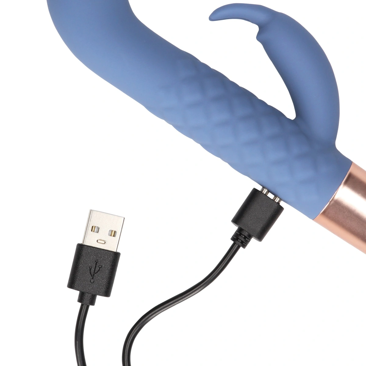 Vibrator Iepuras Mini Rabbit, 10 Moduri Vibratii, Silicon, USB, Albastru, 14.3 cm, Nr. 6, Erotic24.ro