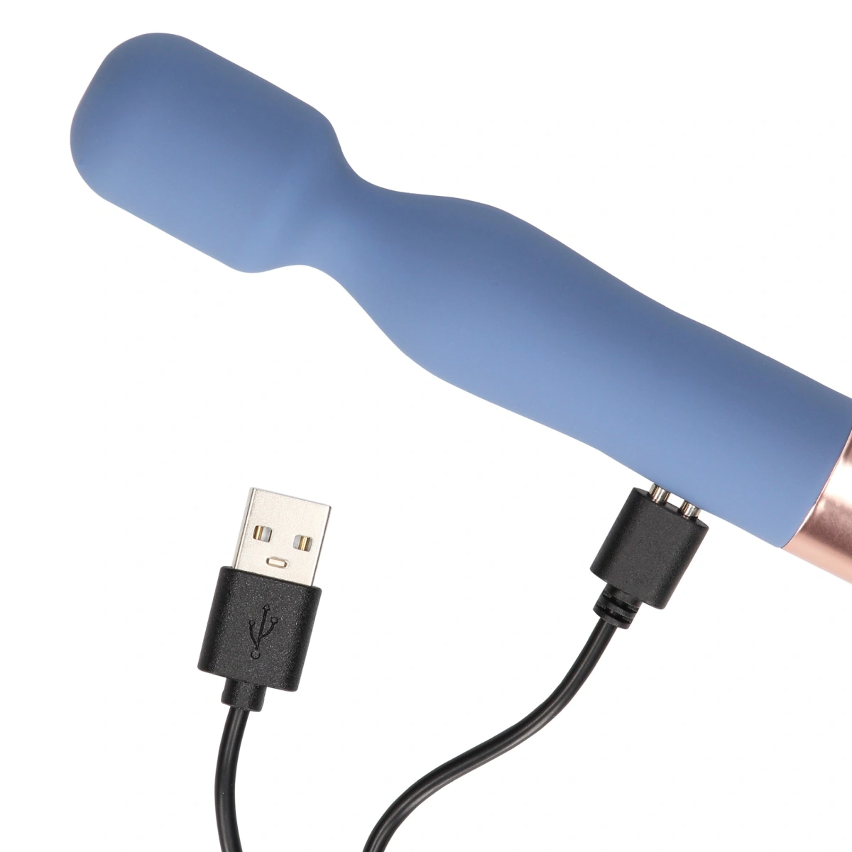 Vibrator Mini Wand Blue Horizon, 10 Moduri Vibratii, Silicon, USB, Albastru, 14.3 cm, Nr. 5, Erotic24.ro