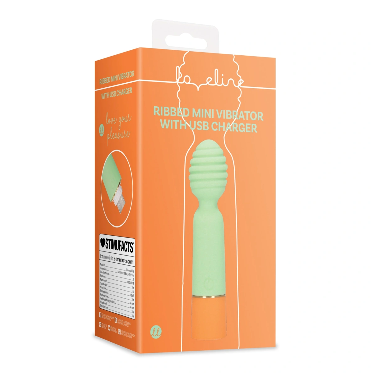 Vibrator Masaj Ribbed Mini Vibrator, 10 Moduri Vibratii, Silicon, USB, Verde, 12.2 cm, #8, Erotic24.ro