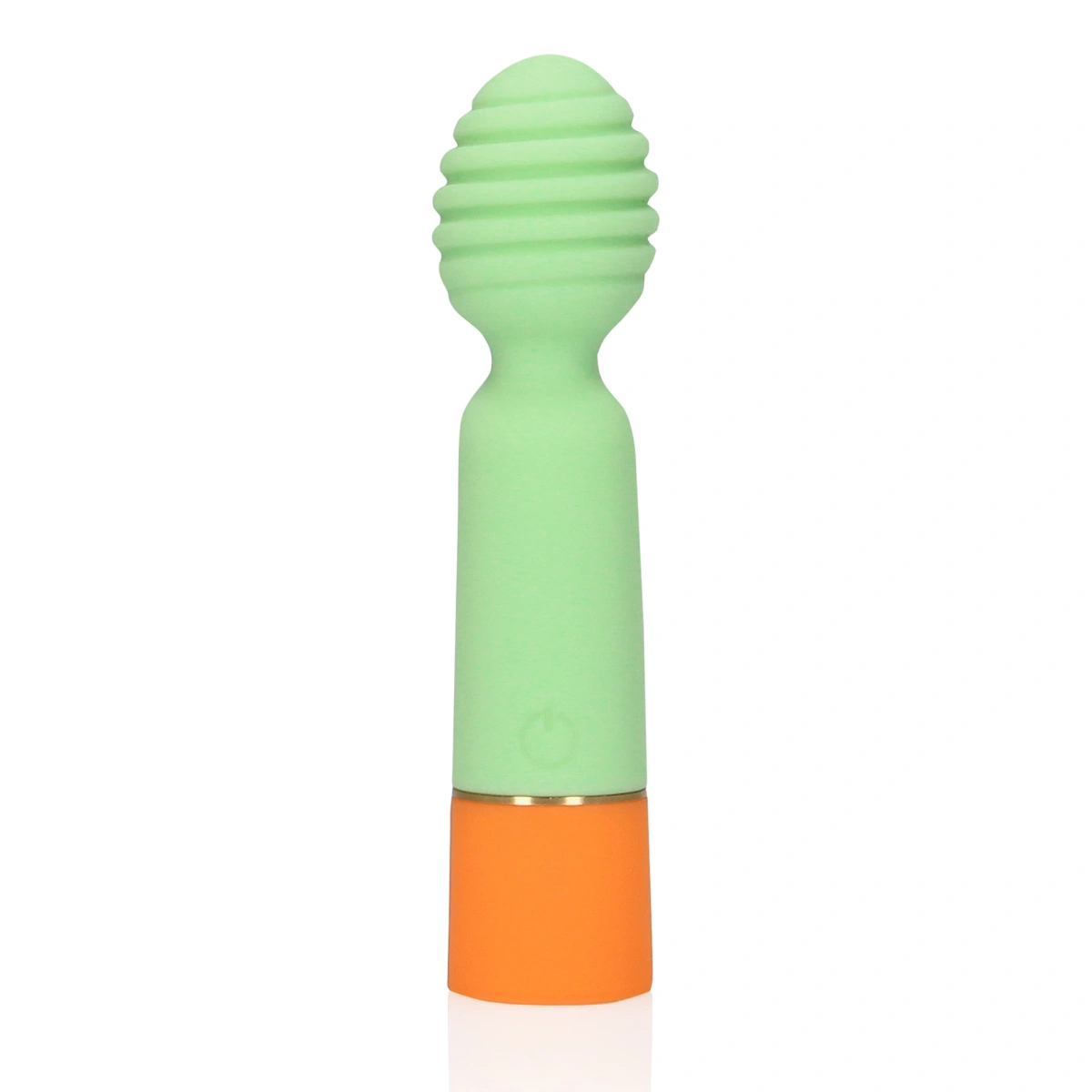 Vibrator Masaj Ribbed Mini Vibrator, 10 Moduri Vibratii, Silicon, USB, Verde, 12.2 cm, #2, Erotic24.ro