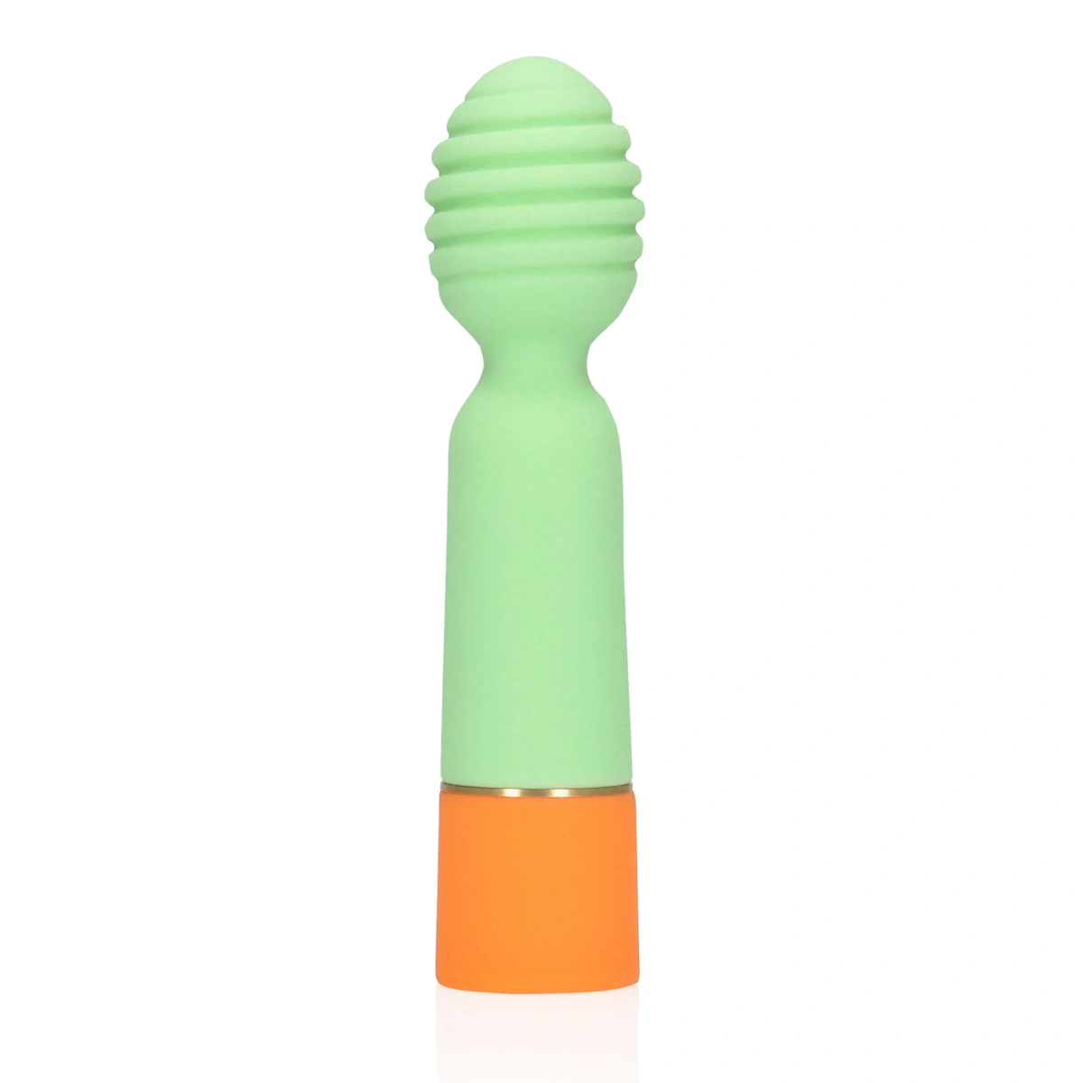 Vibrator Masaj Ribbed Mini Vibrator, 10 Moduri Vibratii, Silicon, USB, Verde, 12.2 cm