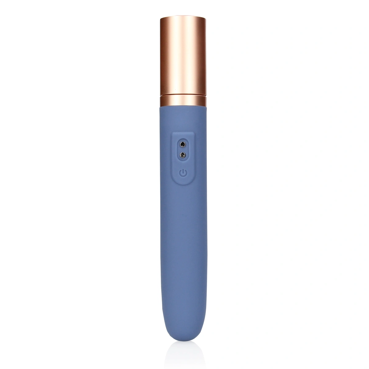 Vibrator Travel cu Compartiment pentru Lubrifiant, 10 Moduri Vibratii, Silicon, USB, Albastru, 18.6 cm, #2, Erotic24.ro