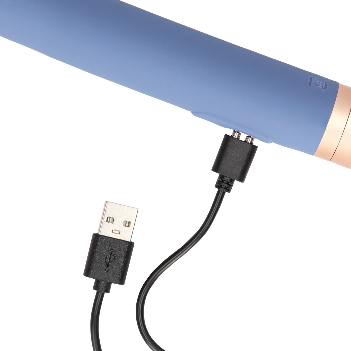 Vibrator Travel cu Compartiment pentru Lubrifiant, 10 Moduri Vibratii, Silicon, USB, Albastru, 18.6 cm, #6, Erotic24.ro