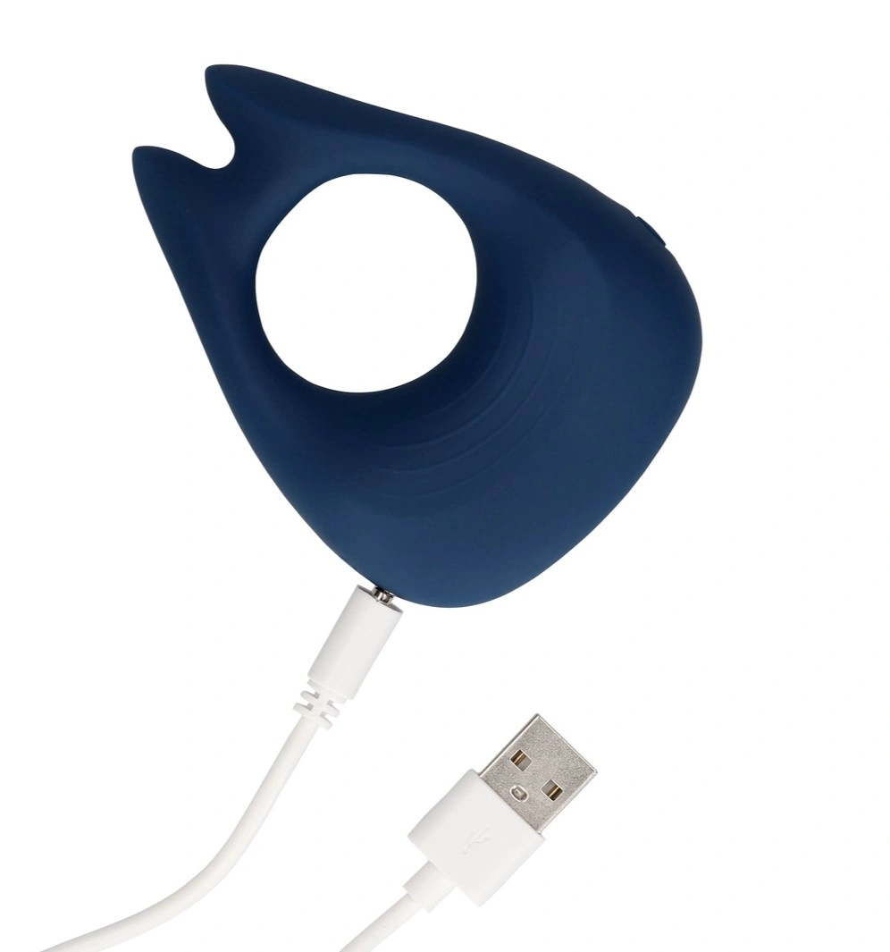 Inel Penis Pointed Vibrating Cock Ring, 10 Moduri Vibratii, Silicon, USB, Albastru, Nr. 6, Erotic24.ro