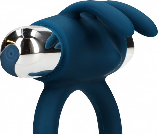 Inel Penis Vibrating Rabbit, 10 Viteze Vibratii, Silicon, USB, Albastru, #4, Erotic24.ro