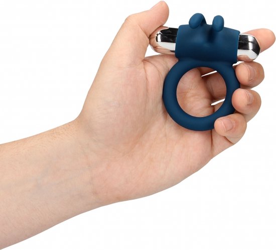 Inel Penis Vibrating Rabbit, 10 Viteze Vibratii, Silicon, USB, Albastru, #6, Erotic24.ro