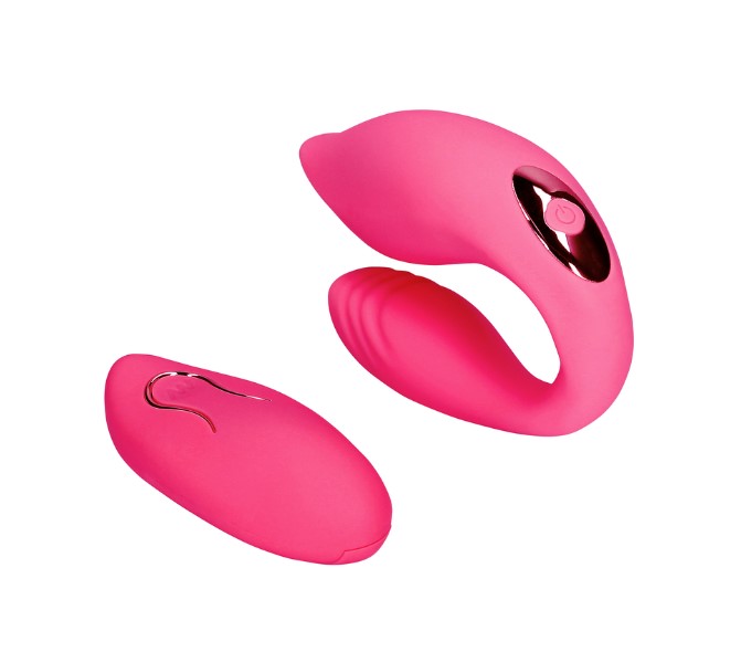 Vibrator Cuplu Couple Toy Remote Control, 10 Moduri Vibratii, Silicon, USB, Roz, Nr. 2, Erotic24.ro