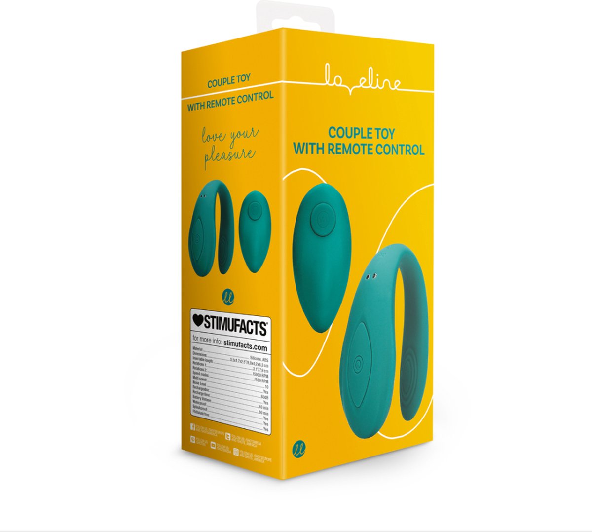 Vibrator Cuplu Loveline, 10 Moduri Vibratii, Remote Control, Silicon, USB, Verde, #6, Erotic24.ro