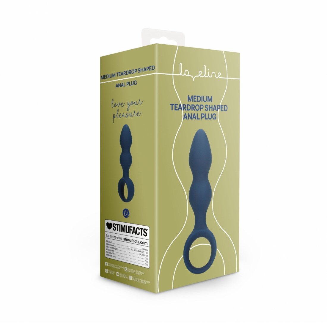 Dop Anal Medium Teardrop, Silicon, Albastru, 15.4 cm, #6, Erotic24.ro