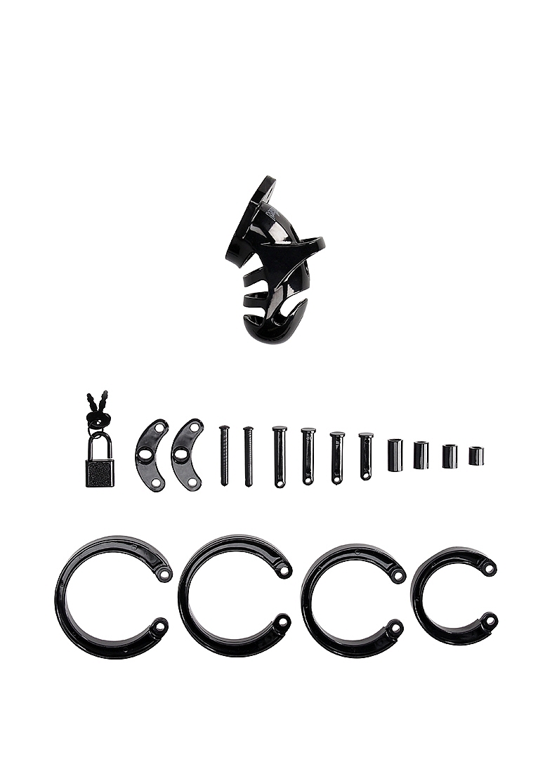 Cusca de Castitate Model 25, Policarbonat, Negru, #8, Erotic24.ro