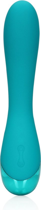 Vibrator Punctul G Loveline, 10 Moduri Vibratii, Silicon, USB, Turcoaz, 19.5 cm, #2, Erotic24.ro