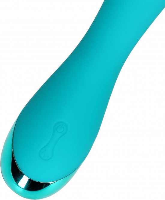 Vibrator Punctul G Loveline, 10 Moduri Vibratii, Silicon, USB, Turcoaz, 19.5 cm, #3, Erotic24.ro
