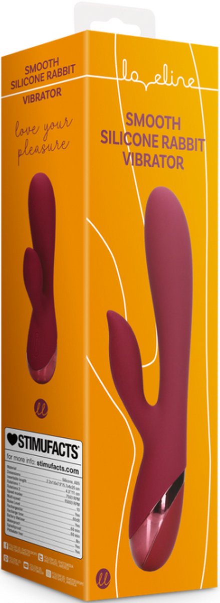 Vibrator Iepuras Loveline, 10 Moduri Vibratii, Silicon, USB, Visiniu, 20 cm, #5, Erotic24.ro