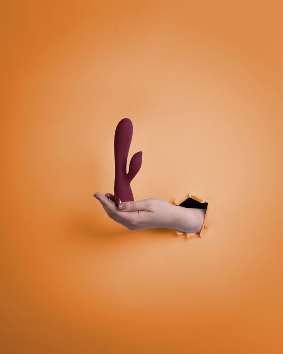 Vibrator Iepuras Loveline, 10 Moduri Vibratii, Silicon, USB, Visiniu, 20 cm, #4, Erotic24.ro