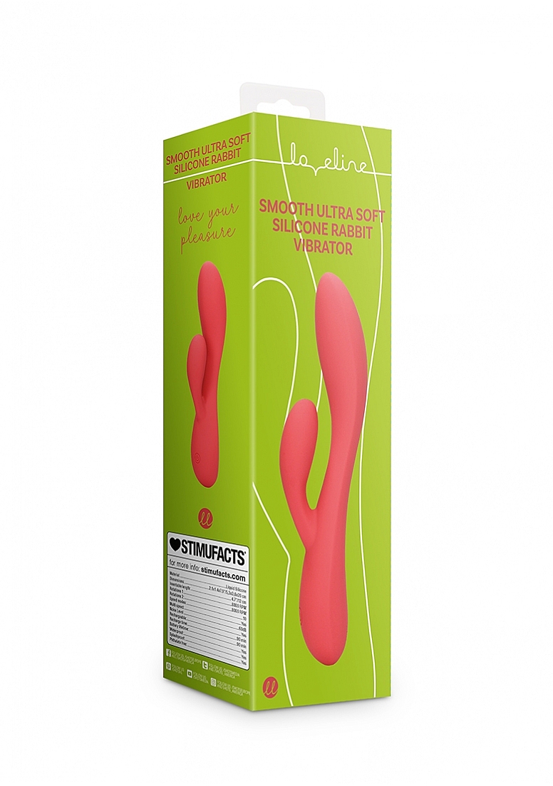 Vibrator Smooth Ultra Soft Silicone Rabbit, 10 Moduri Vibratii, Rosu, 20 cm, Nr. 10, Erotic24.ro