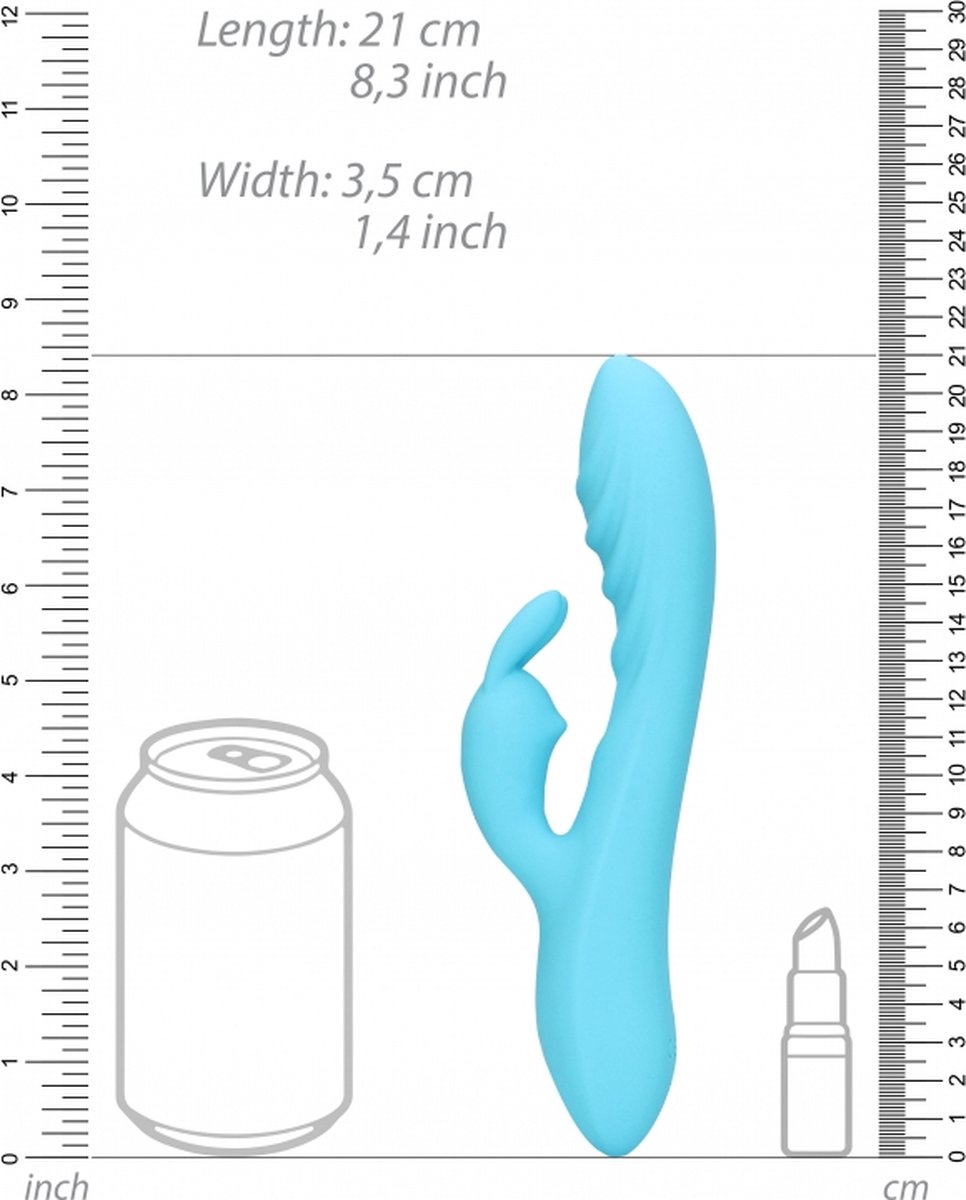 Vibrator Iepuras Ribbed,  10 Moduri Vibratii, Silicon, USB, Albastru, 21 cm, #6, Erotic24.ro