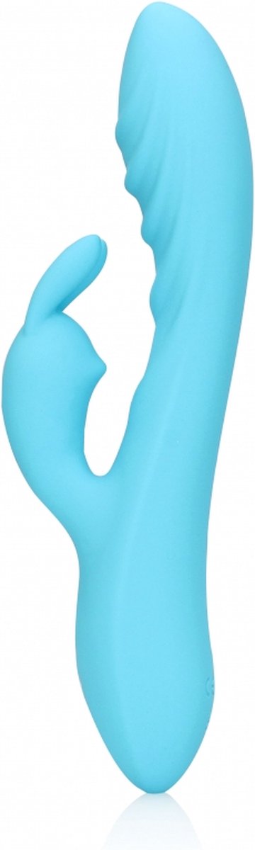 Vibrator Iepuras Ribbed,  10 Moduri Vibratii, Silicon, USB, Albastru, 21 cm, #2, Erotic24.ro