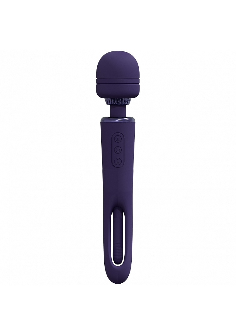 Vibrator Double Wand Kiku G-Spot Flapping, 10 Moduri Vibratii, Silicon, USB, Mov, 25.2 cm, #2, Erotic24.ro