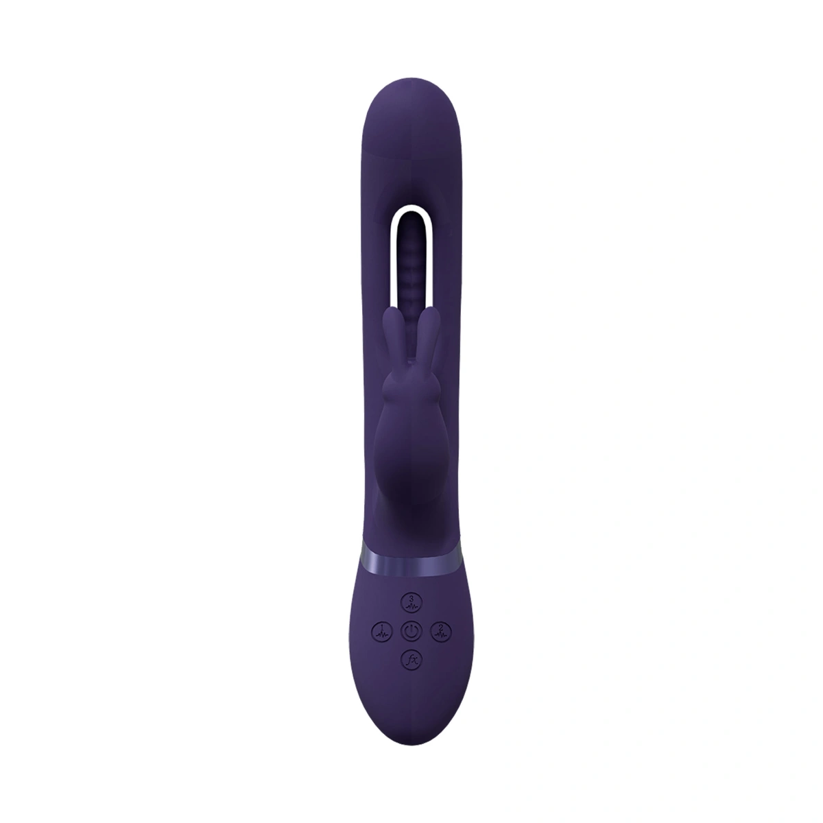 Vibrator Mika Triple G-Rabbit, Silicon, USB, Mov, 23.2 cm, #3, Erotic24.ro