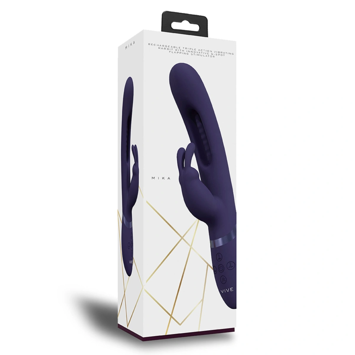 Vibrator Mika Triple G-Rabbit, Silicon, USB, Mov, 23.2 cm, #6, Erotic24.ro