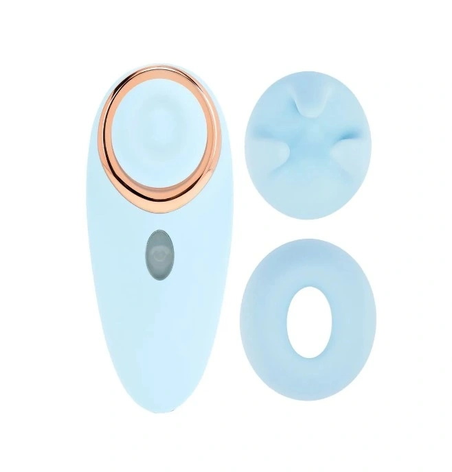Stimulator Aurie 15 Moduri Tapare, 2 Accesorii Interschimbabile, Silicon si ABS, USB Magnetic, Albastru, 12 cm, #4, Erotic24.ro