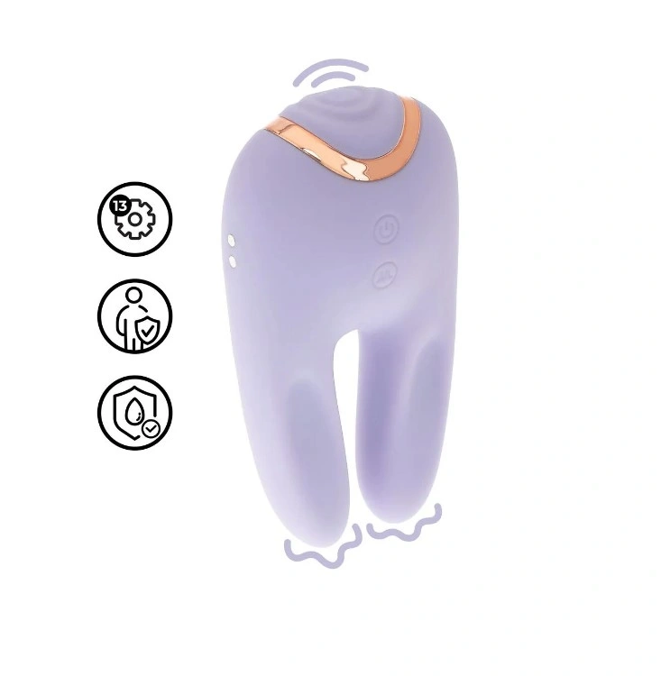 Stimulator Bonnie Double-Ended, 13 Moduri Tapare, Silicon, USB, Mov, 11 cm, Nr. 1, Erotic24.ro