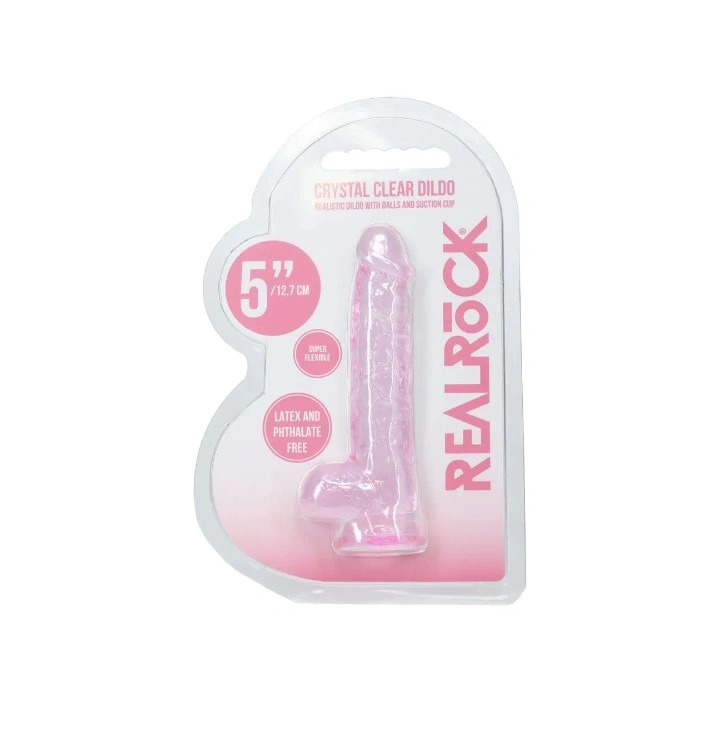 Dildo Realist Crystal Clear, TPE, Roz, 14.5 cm, Nr. 4, Erotic24.ro