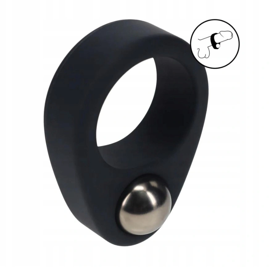 Inel de Penis Single Weighted Ball, Silicon, Negru, 78 gr, #1, Erotic24.ro