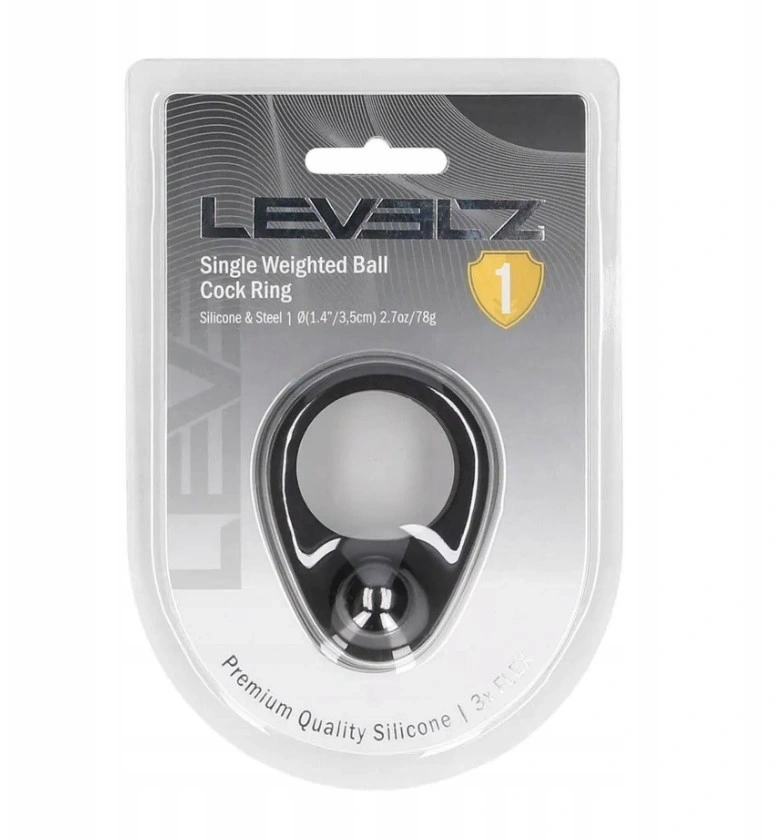 Inel de Penis Single Weighted Ball, Silicon, Negru, 78 gr, #4, Erotic24.ro