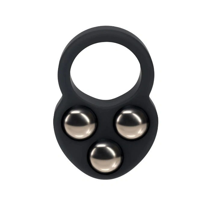 Inel de Penis Triple Weighted Ball, Silicon, Negru, 190 gr, Nr. 2, Erotic24.ro